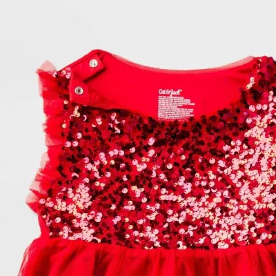 Girls' Adaptive Sleeveless Sequin Tulle Dress - Cat & Jack Red XL