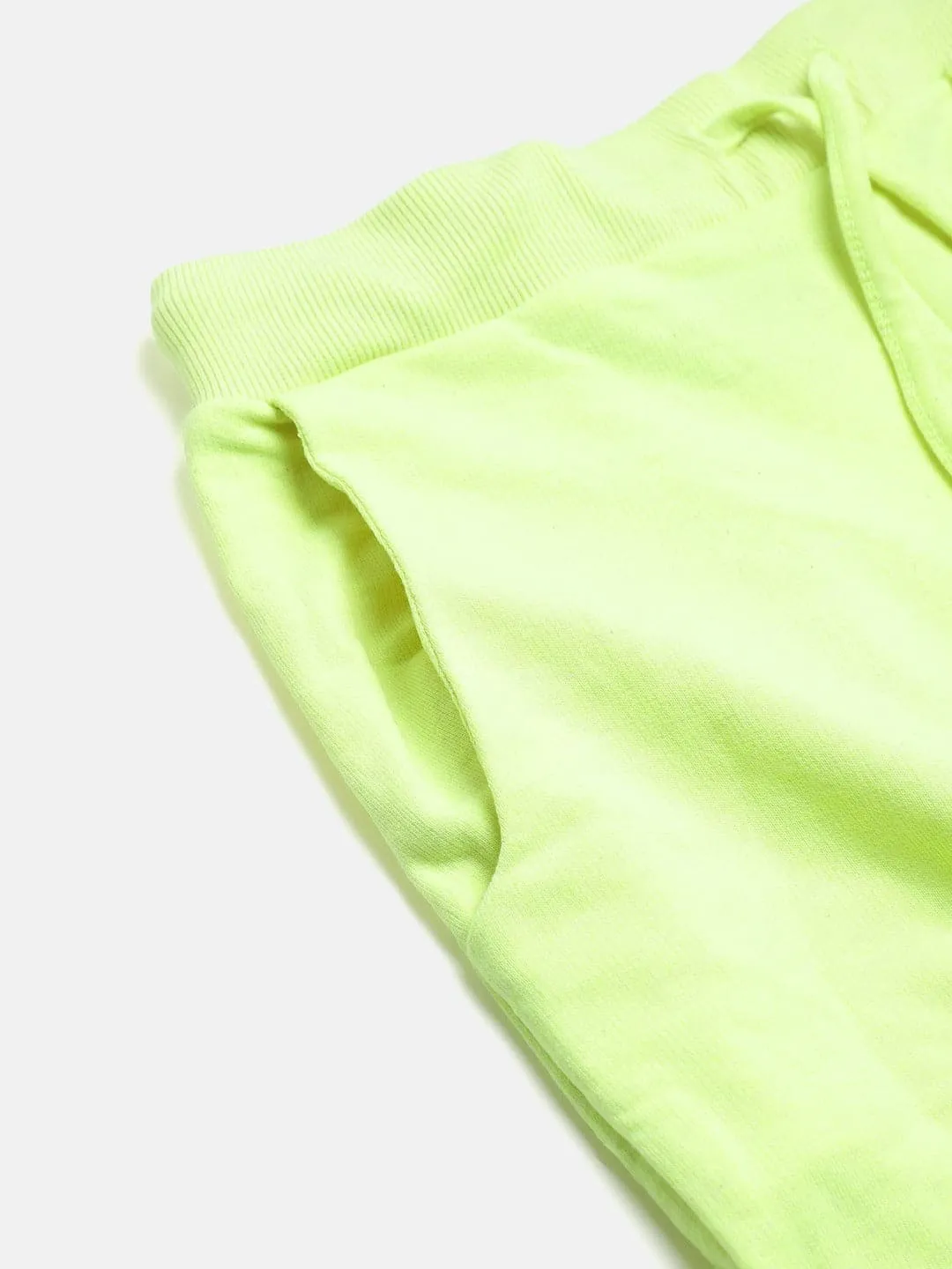 Girls Neon Green Terry Basic Drawstring Joggers - Lyush Kids