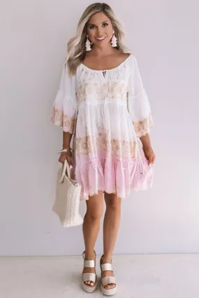 Graceful Gathering Babydoll Eyelet Dress