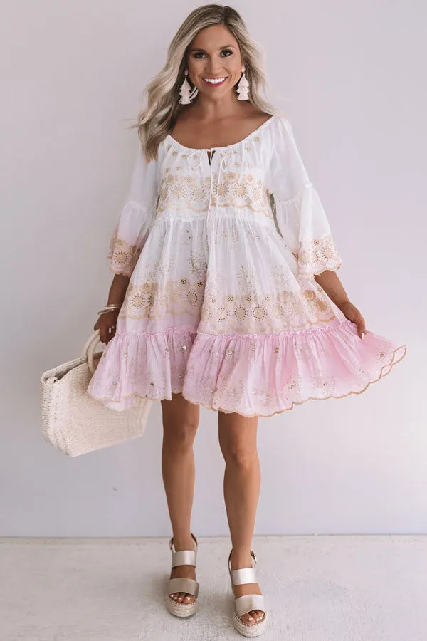 Graceful Gathering Babydoll Eyelet Dress