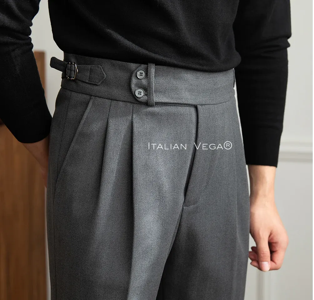 Grey Signature Wool Gurkha Pants by Italian Vega® [Winter Edition]