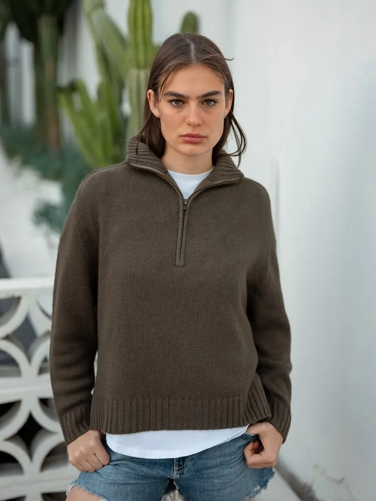 Harpers Emporium Half Zip Cashmere Alpine Mist