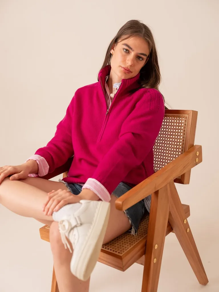 Harpers Emporium Half Zip Cashmere in Boysenberry