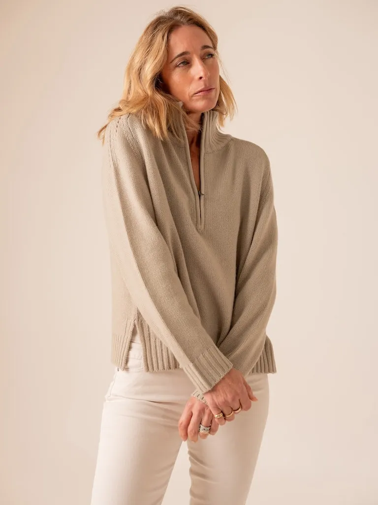 Harpers Emporium Half Zip Cashmere in Sage