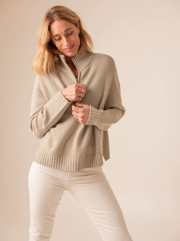 Harpers Emporium Half Zip Cashmere in Sage