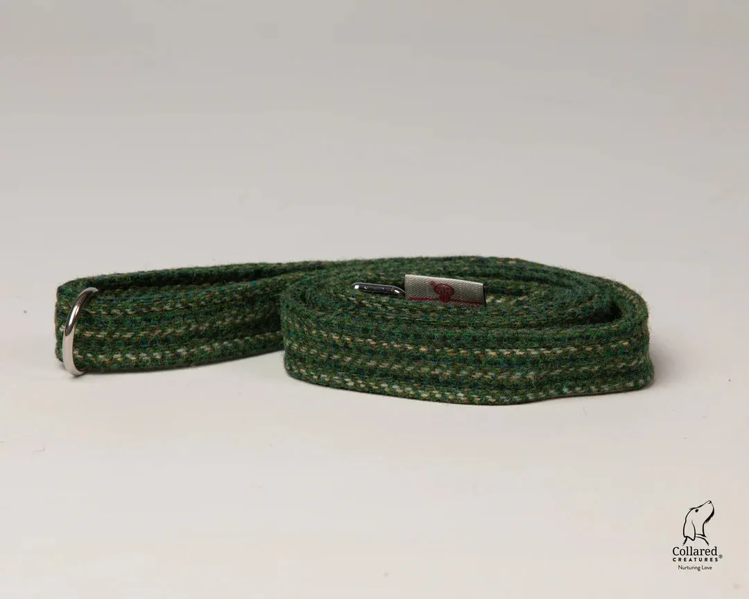 Harris Tweed Dashes of Green Buckle Dog Collar