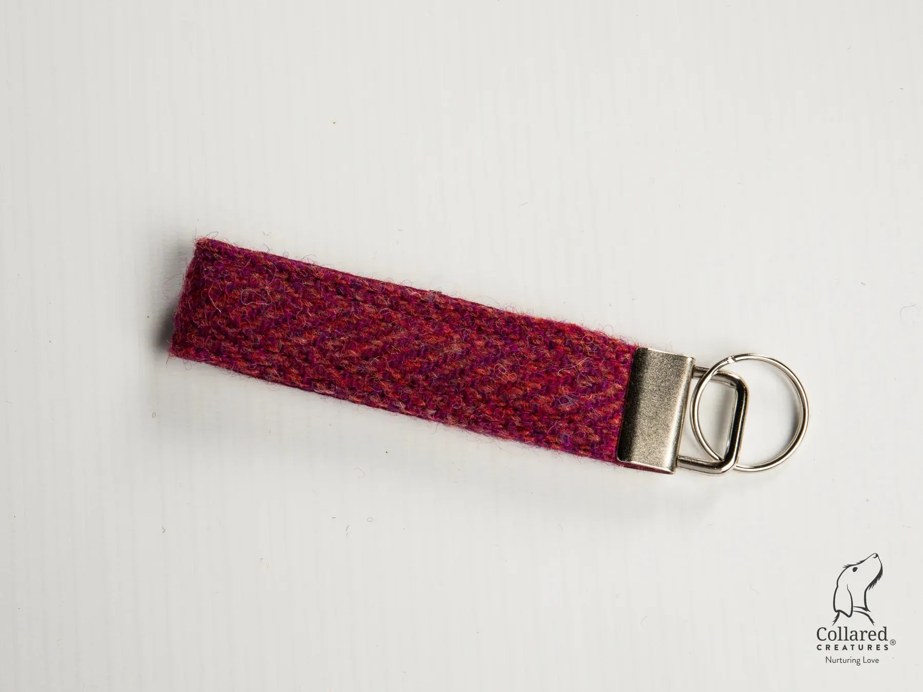 Harris Tweed Raspberry & Coral Herringbone Buckle Dog Collar