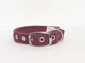 Harris Tweed Raspberry & Coral Herringbone Buckle Dog Collar