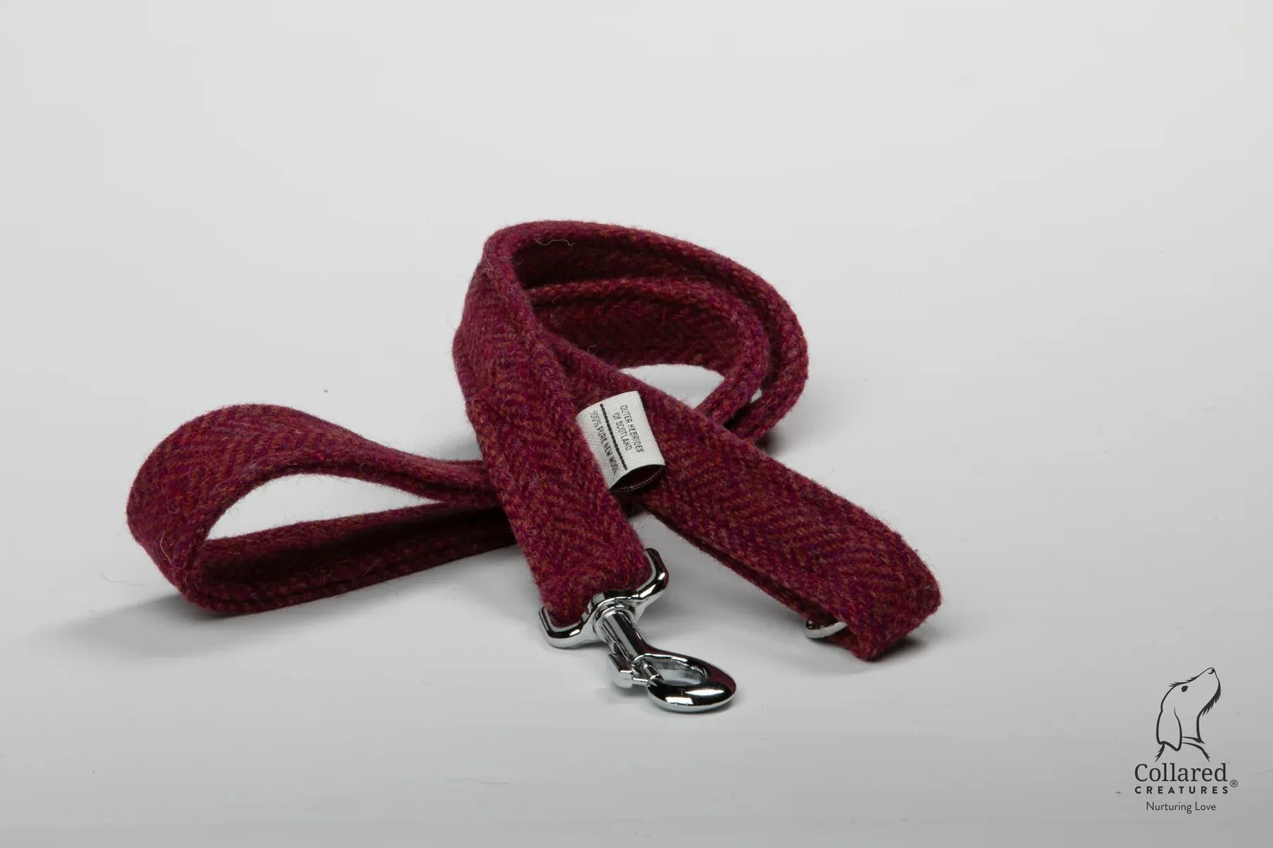 Harris Tweed Raspberry & Coral Herringbone Buckle Dog Collar