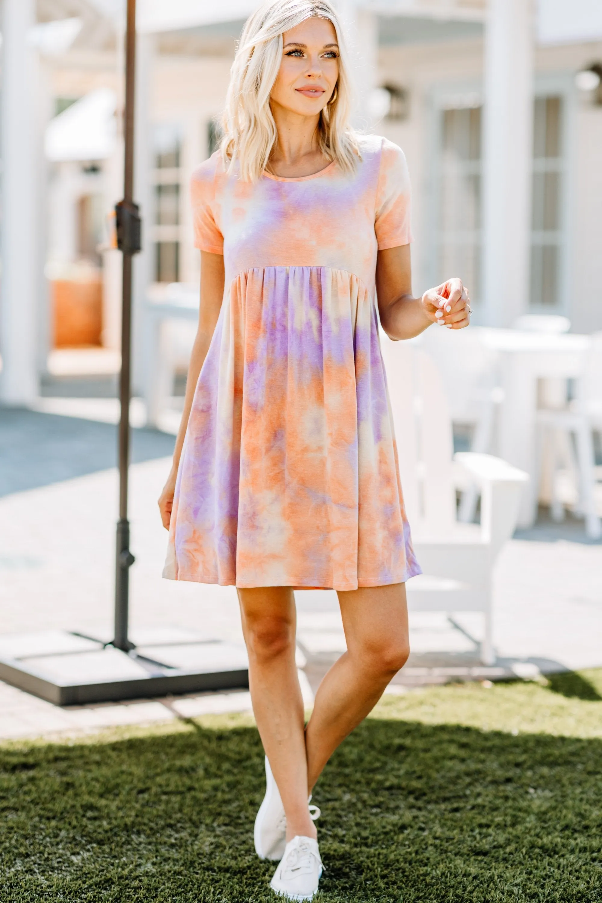 Here Comes The Sun Orange Tie Dye Dress