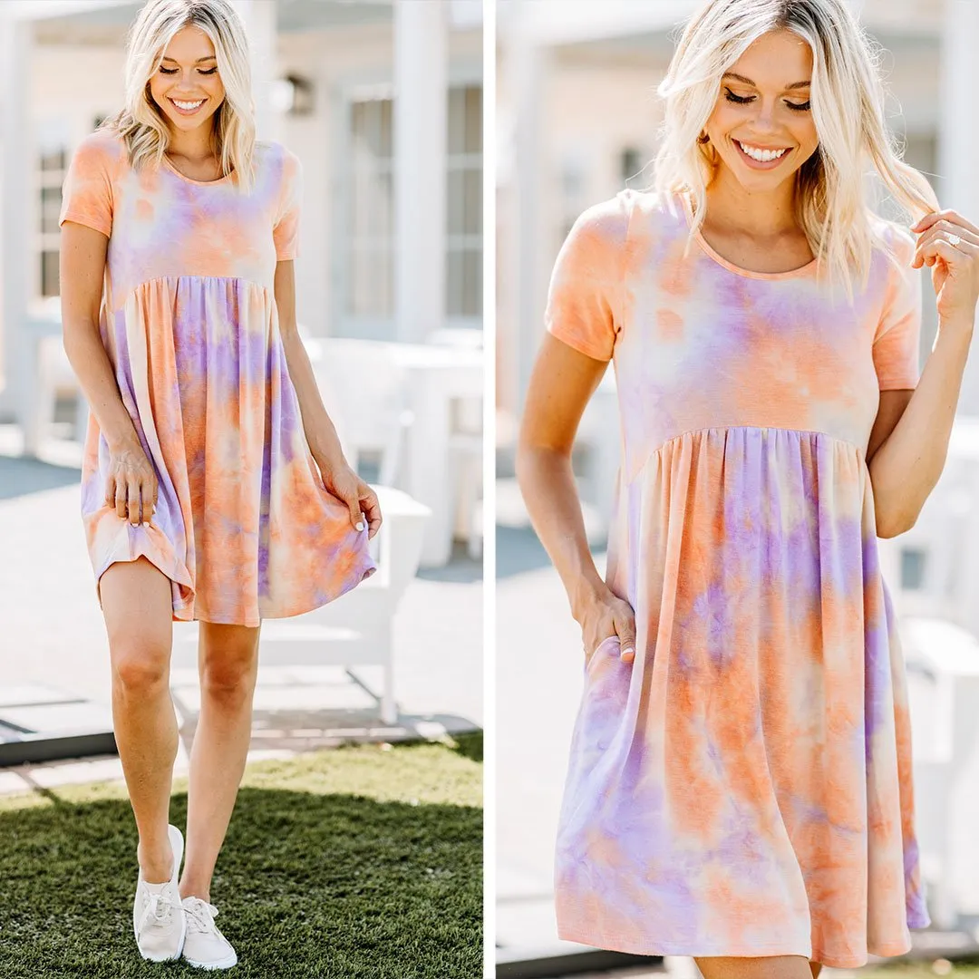 Here Comes The Sun Orange Tie Dye Dress