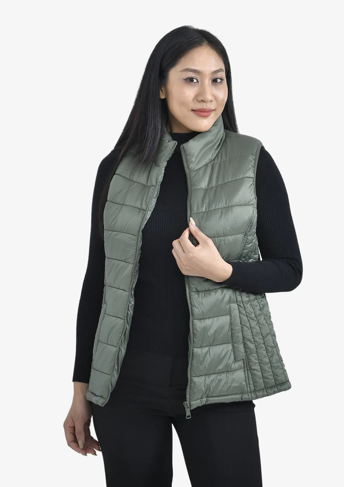 High-Neck Quilted Gilet