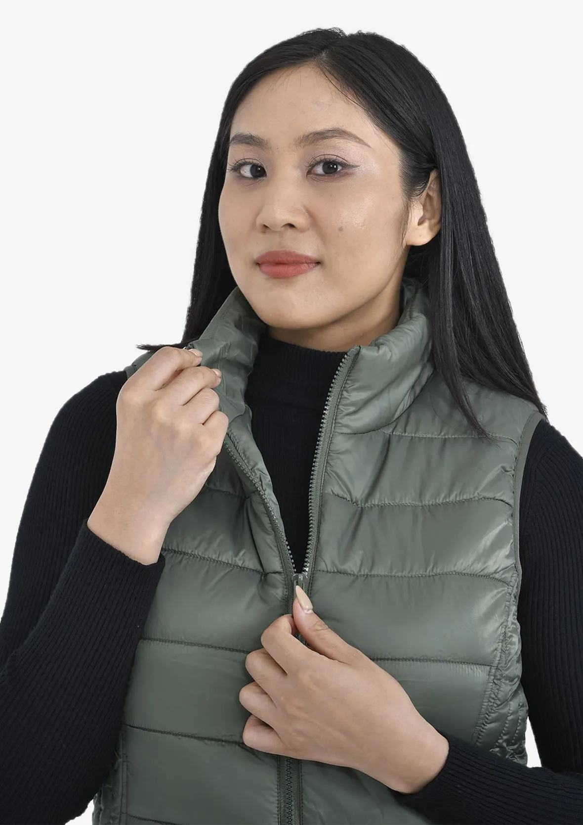 High-Neck Quilted Gilet