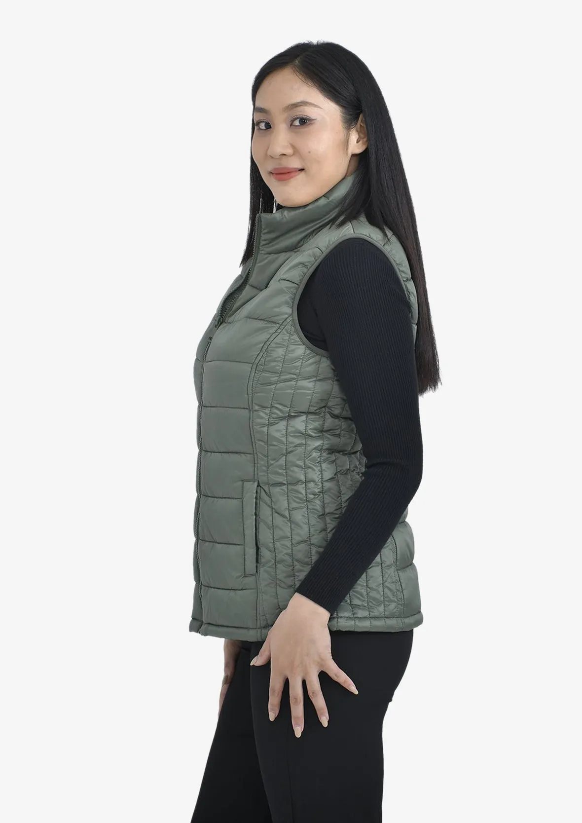 High-Neck Quilted Gilet