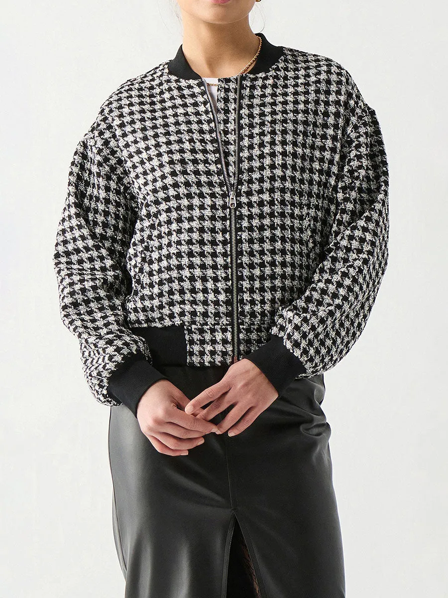 Houndstooth Bomber Jacket