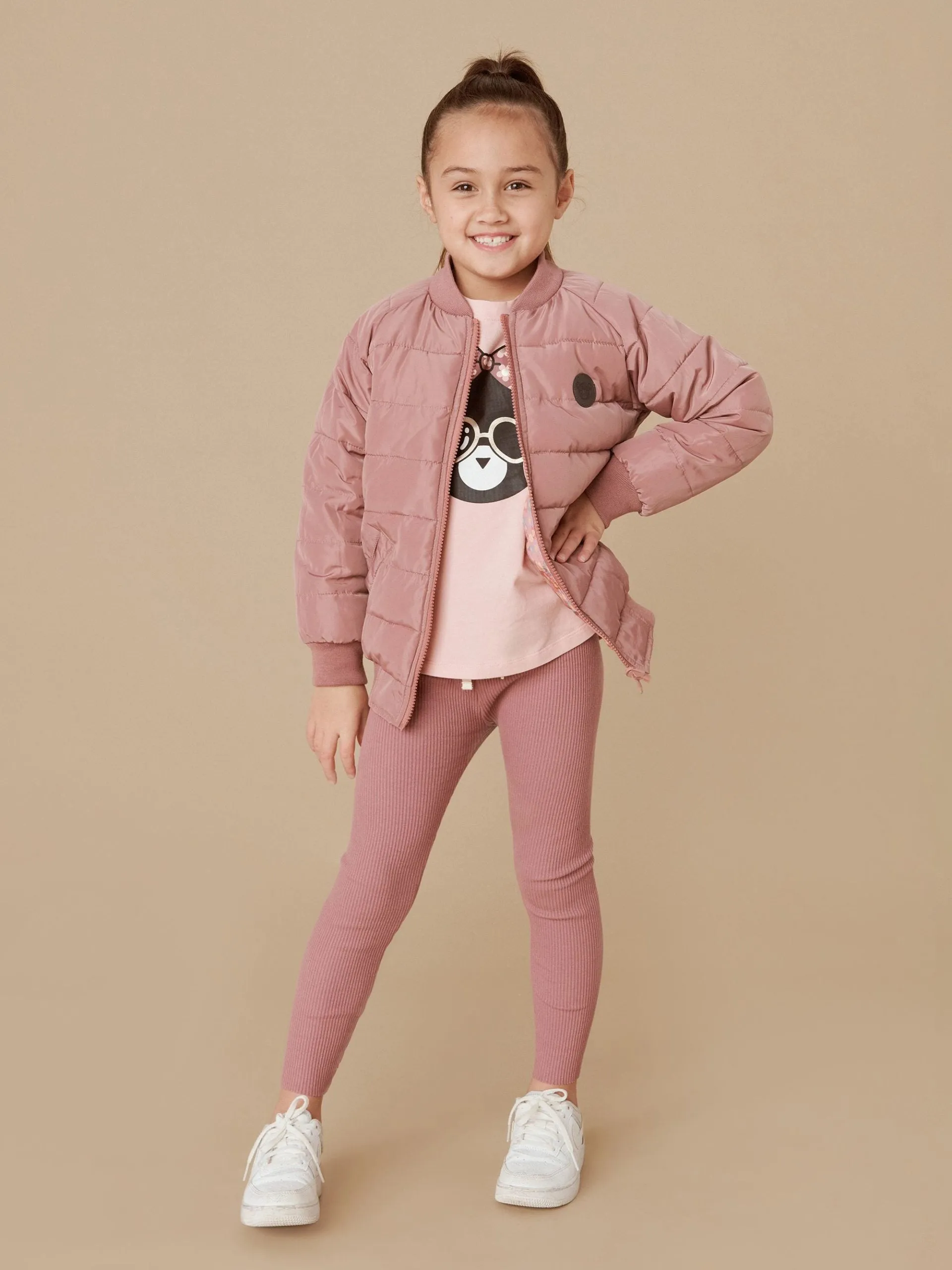 Huxbaby Unicorn Reversible Bomber - Rose   Dusty Rose