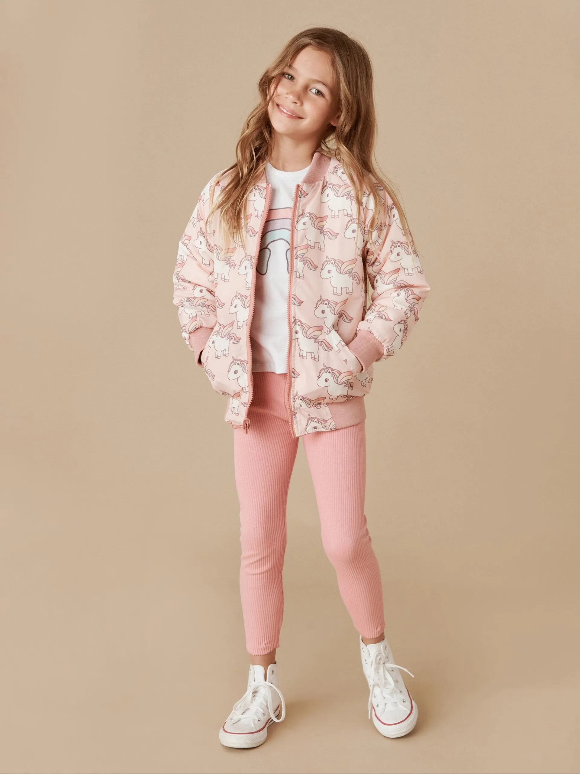 Huxbaby Unicorn Reversible Bomber - Rose   Dusty Rose