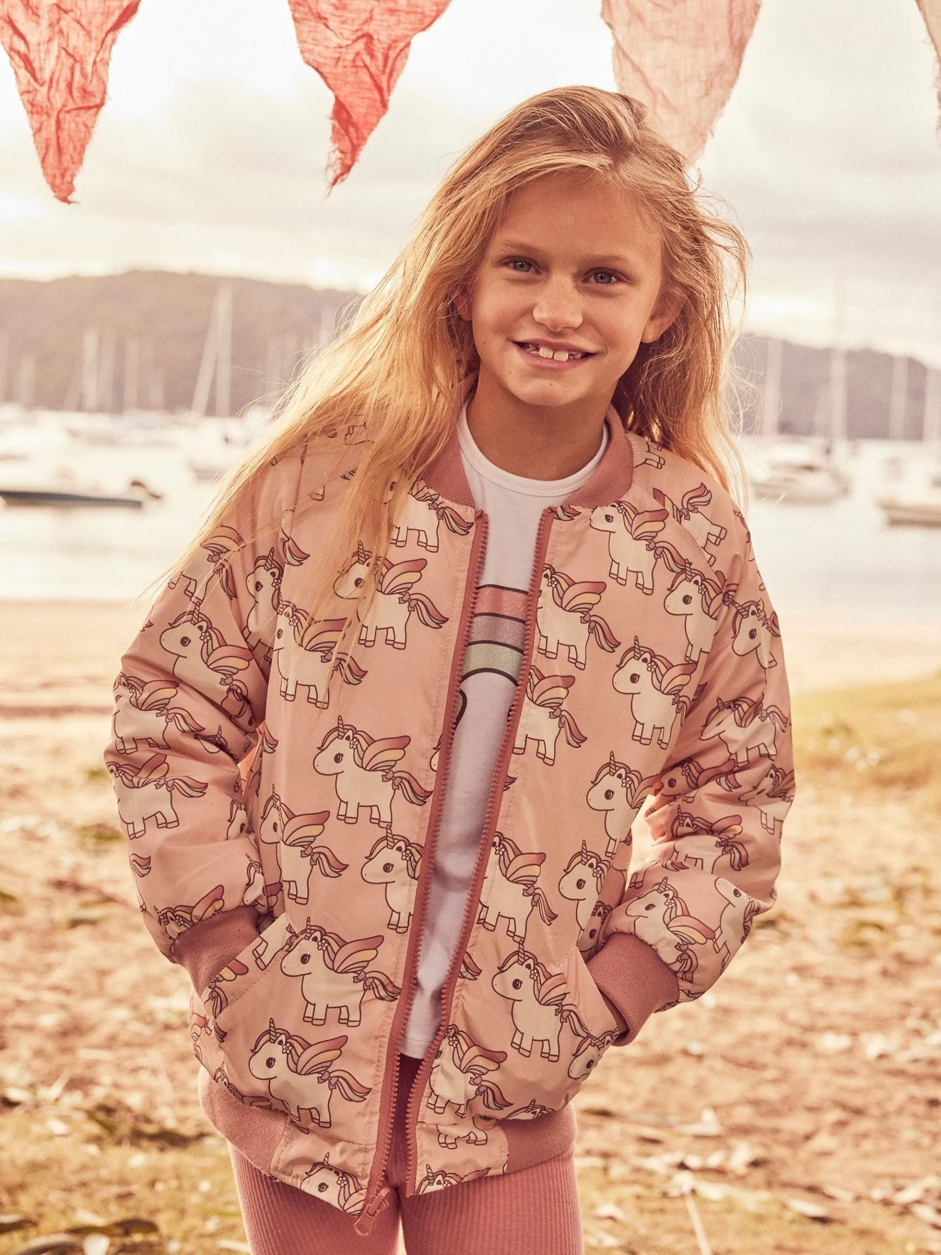 Huxbaby Unicorn Reversible Bomber - Rose   Dusty Rose