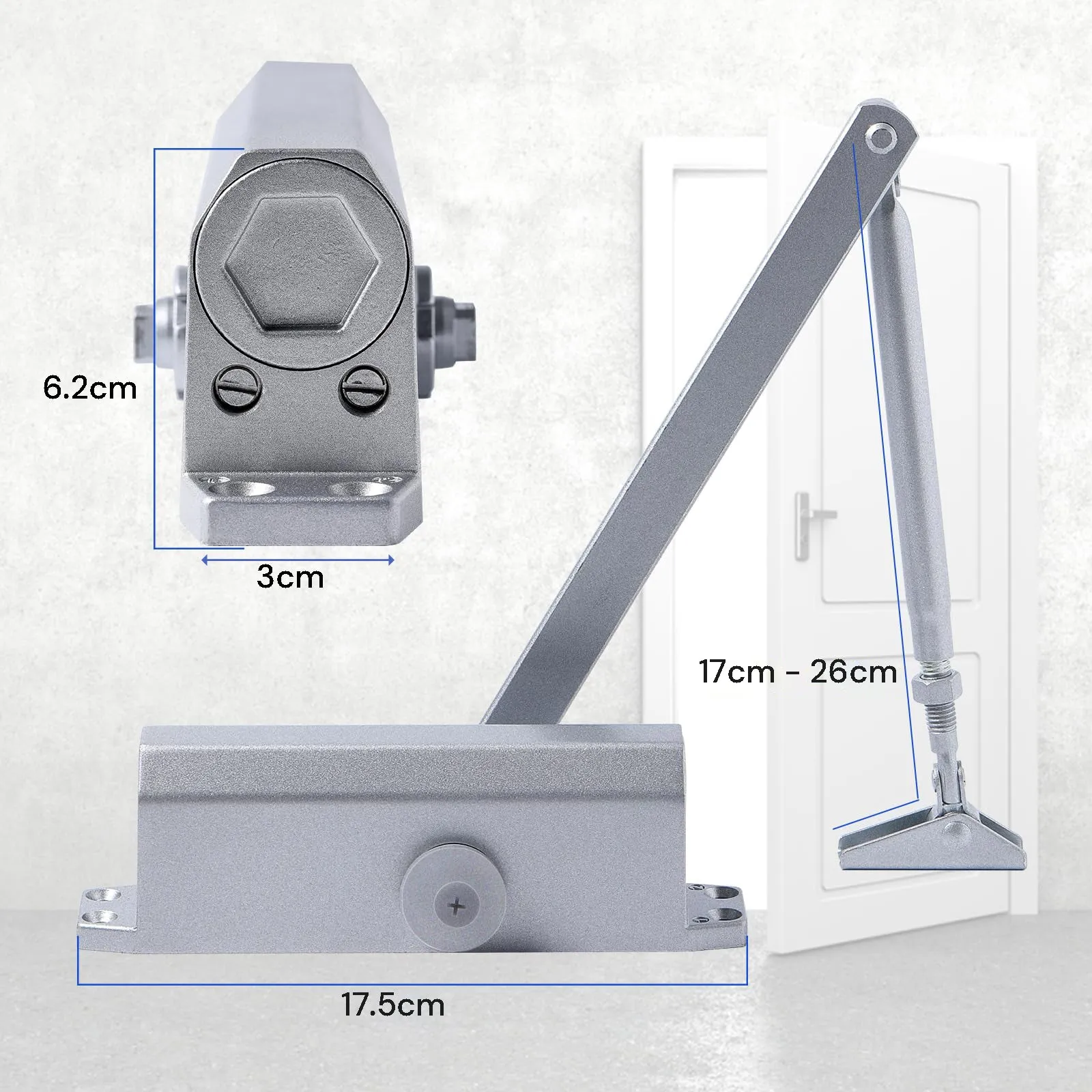 Hydraulic Commercial Door Closers 45-60kg, Adjustable, Silent