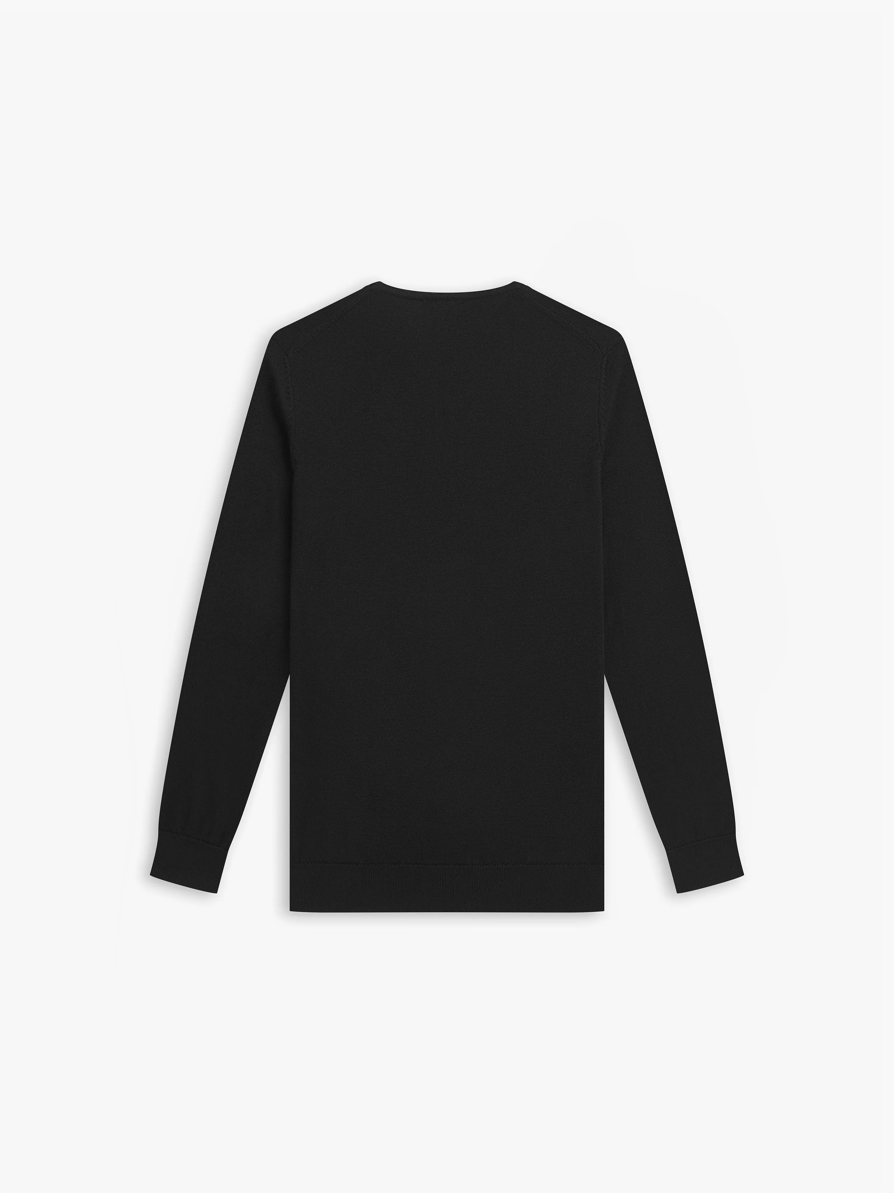 Italian Merino Wool Crew Neck Jumper - Black