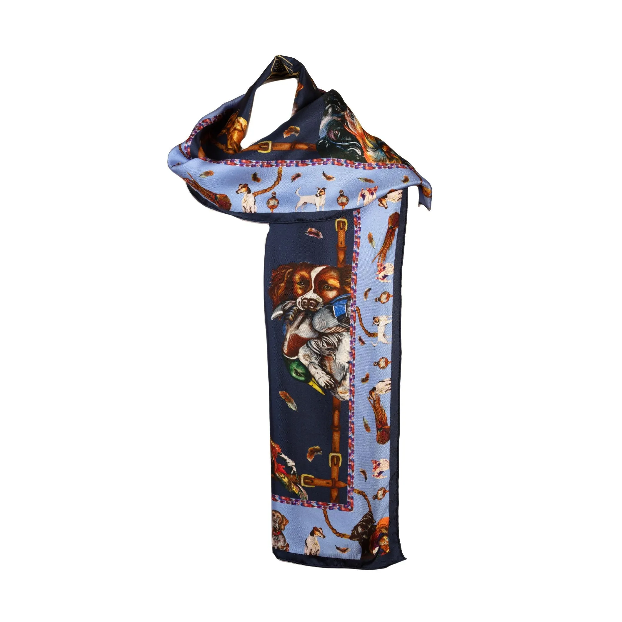 It's a Dog's Life Navy & Cobalt Classic Silk Scarf