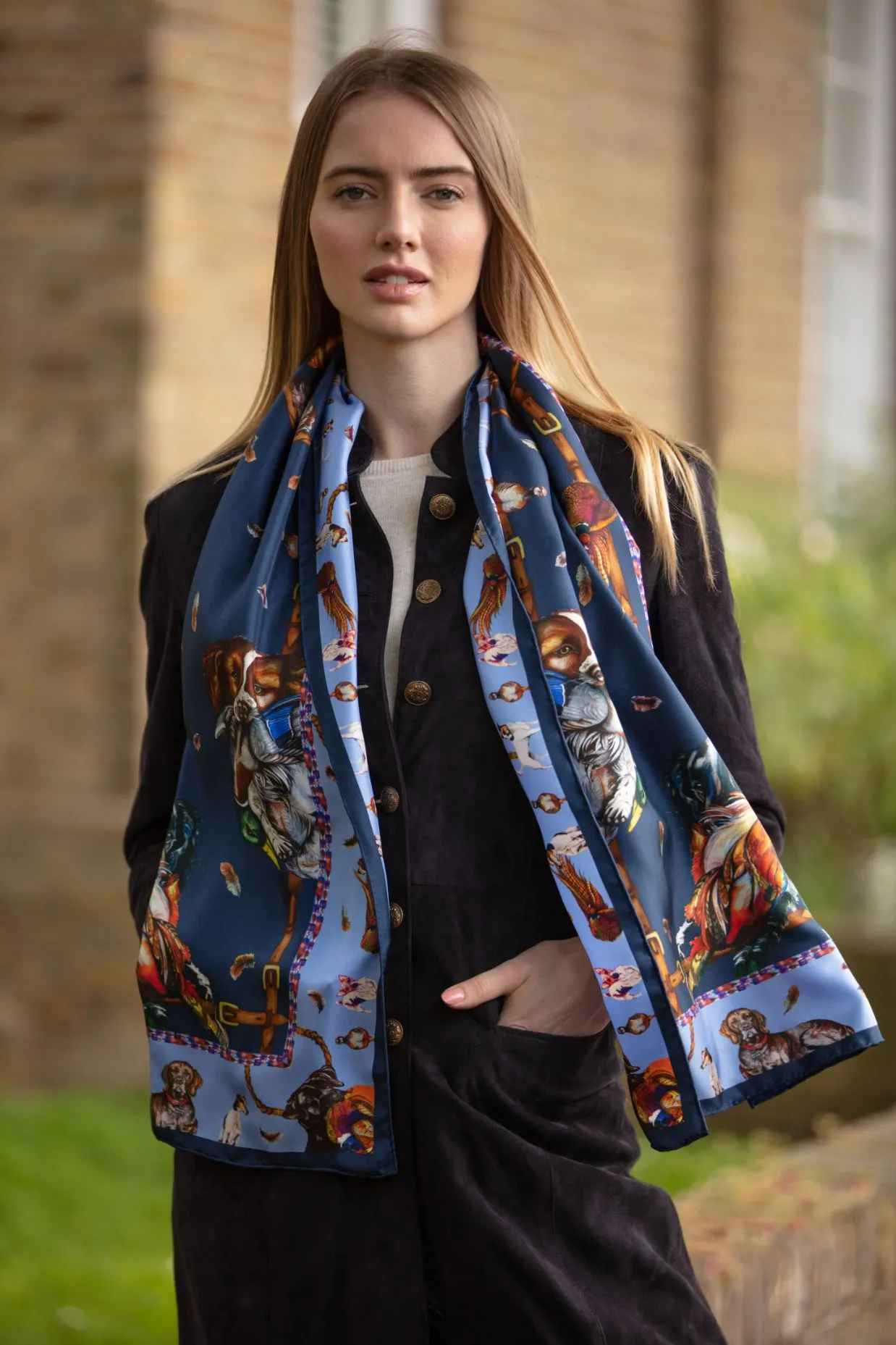 It's a Dog's Life Navy & Cobalt Classic Silk Scarf