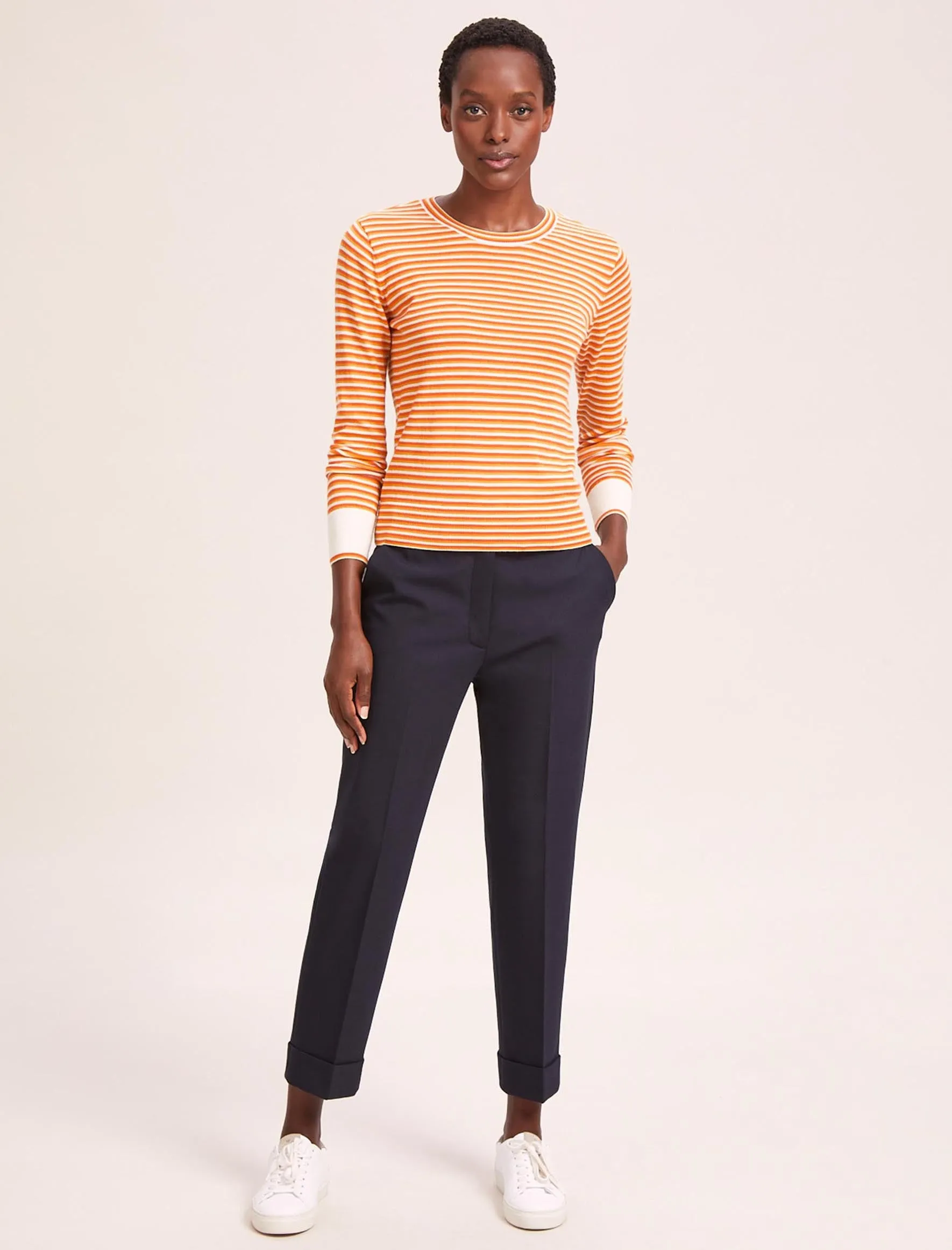 Jodi Cotton Jumper - Orange Yellow Cream Stripe