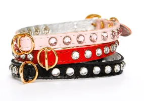 Jophi - Dog Collar - Soft Leather Rhinestone - 8 Color Options