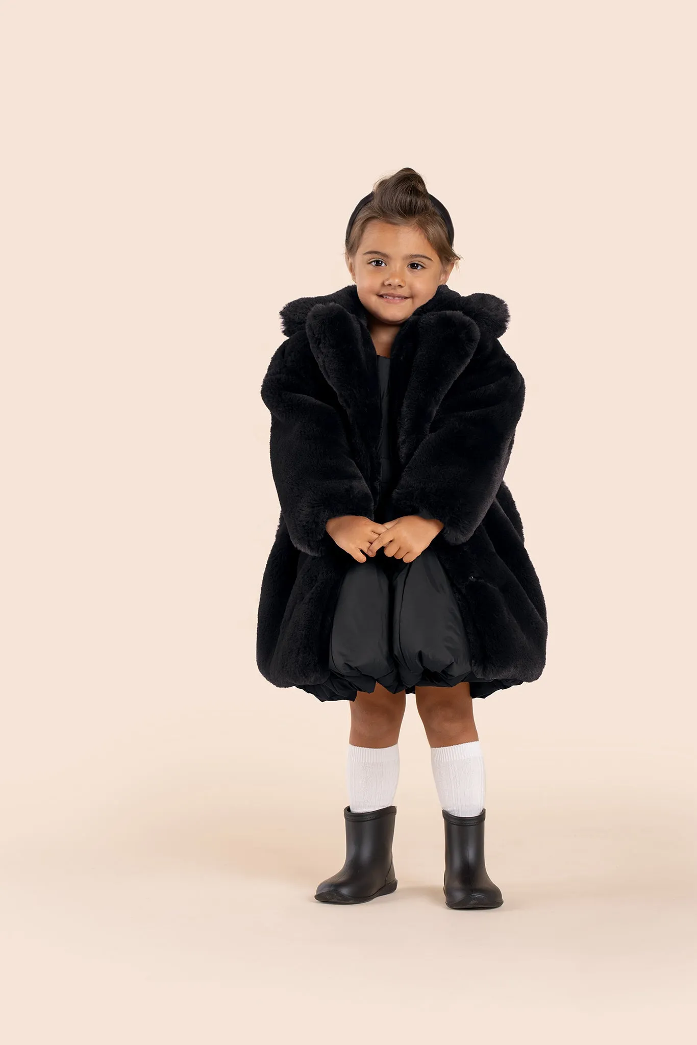 Kids Faux Fur Coat l Black