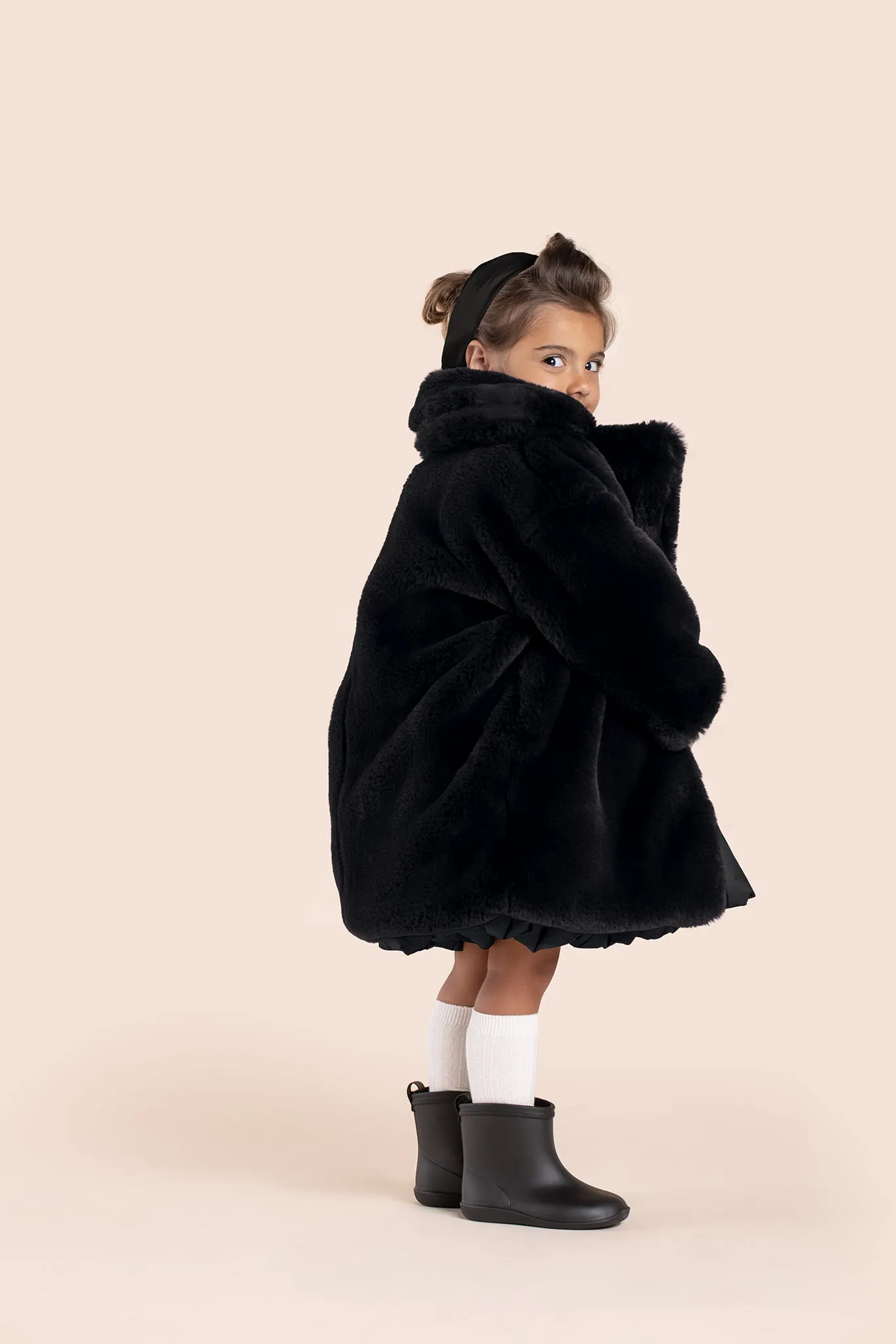 Kids Faux Fur Coat l Black