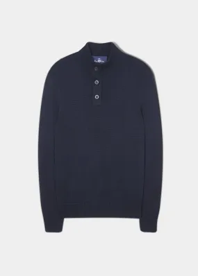 Kunwick Merino Mock Neck Jumper in Dark Navy