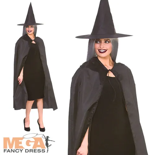 Ladies Wicked Witch Cape & Hat Costume Accessory Set