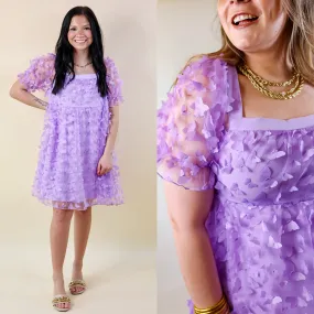 Last Chance Size Small | Sweetest Rush Butterfly Print Babydoll Dress in Lavender Purple