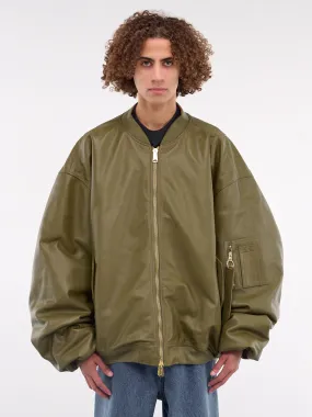 Leather Bomber Jacket (UA66JA200E-GREEN)