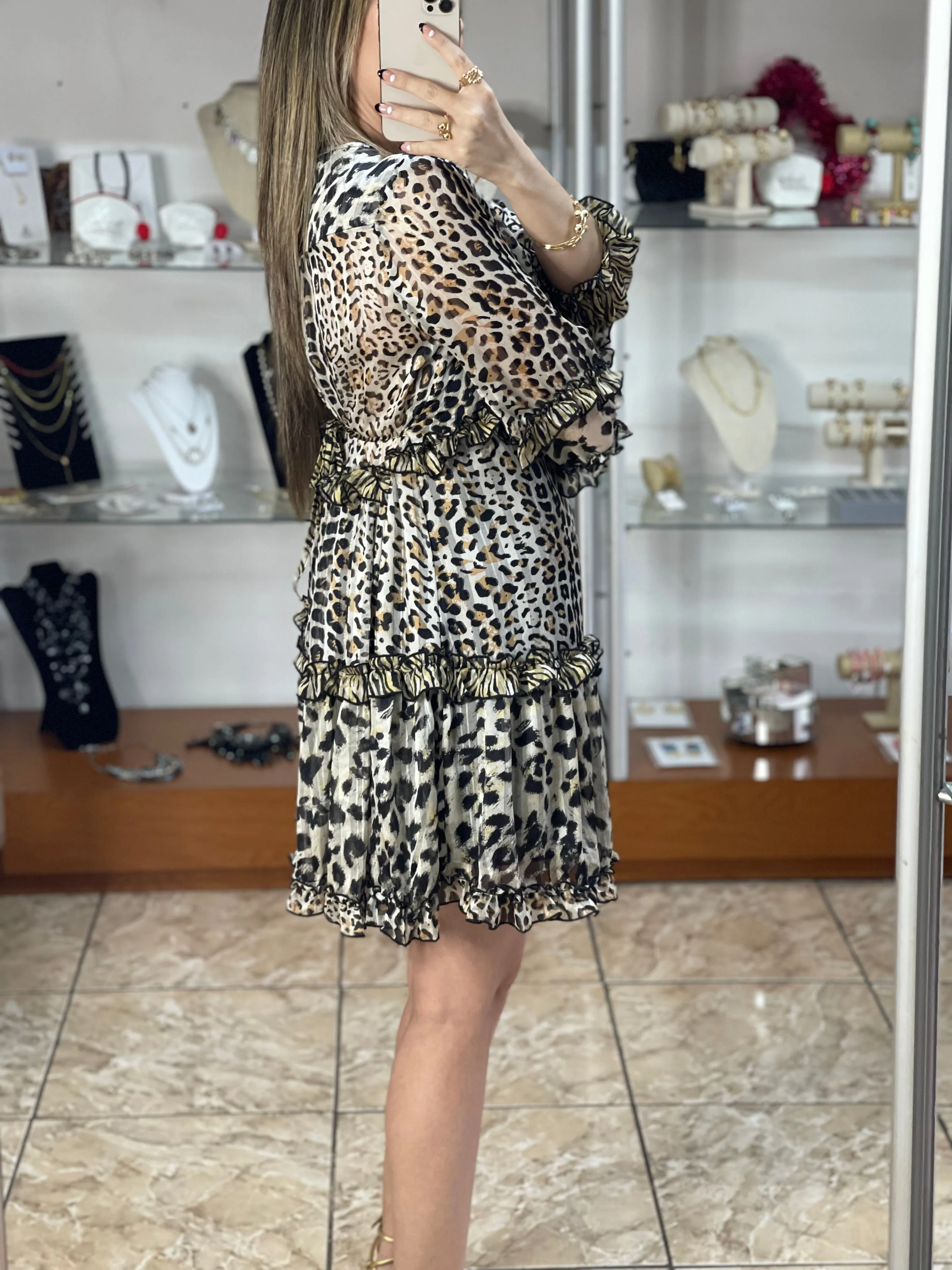 Leopard Print Babydoll Dress