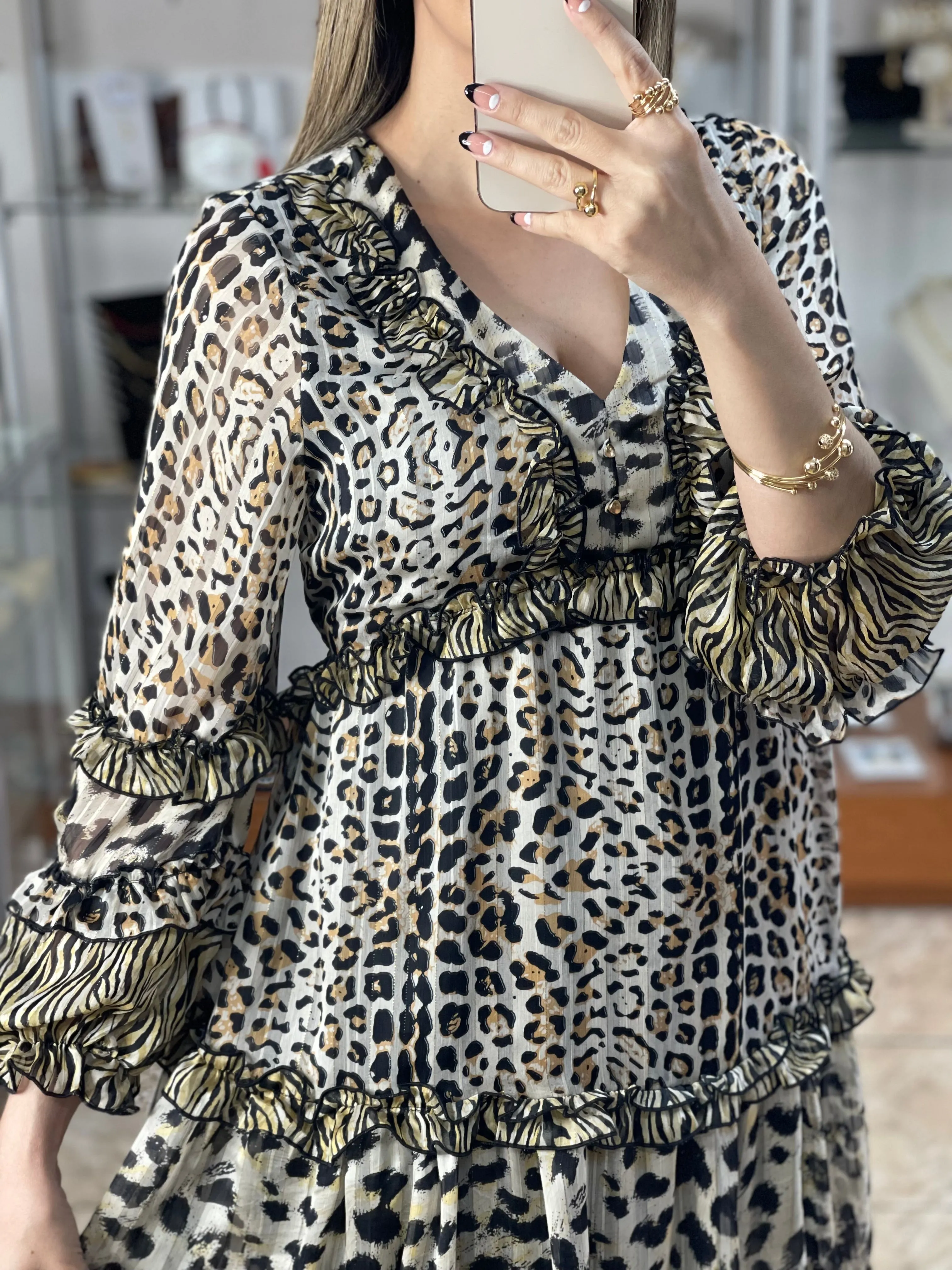 Leopard Print Babydoll Dress