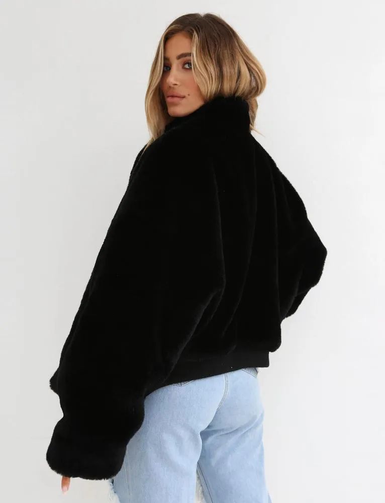 Libra Fur Bomber - Black