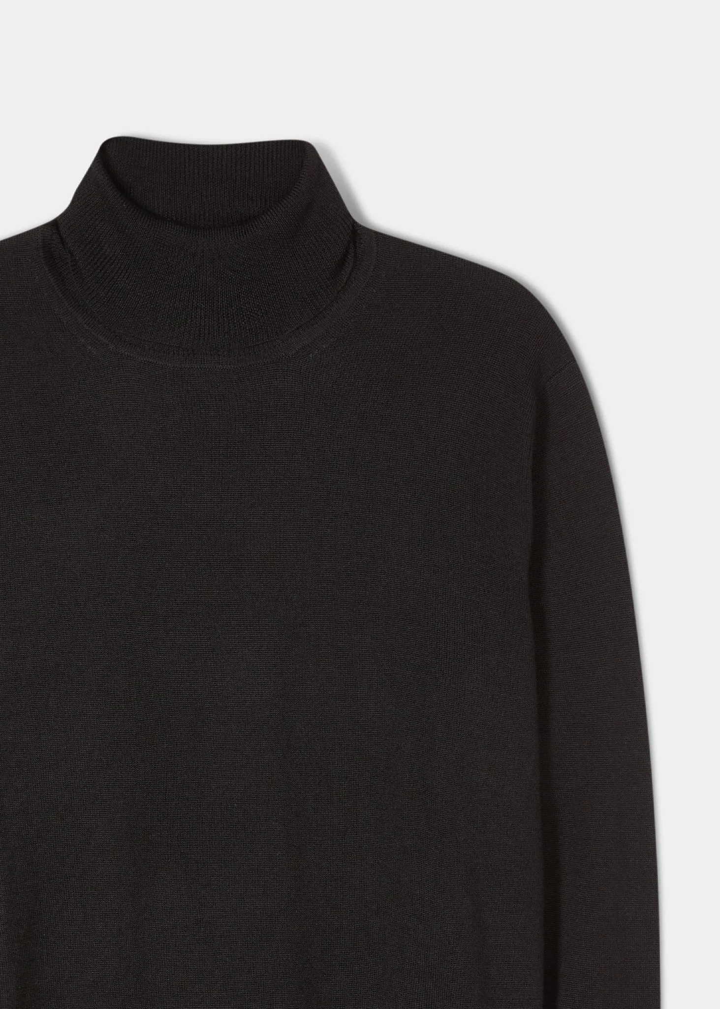 Linton Merino Wool Roll Neck Jumper in Black - Regular Fit