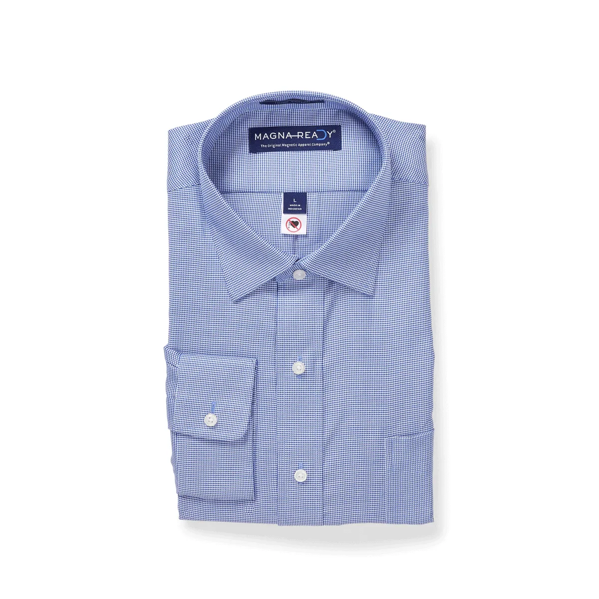 Long Sleeve Blue ‘Ryan’ Dress Shirt with Magnetic Closures