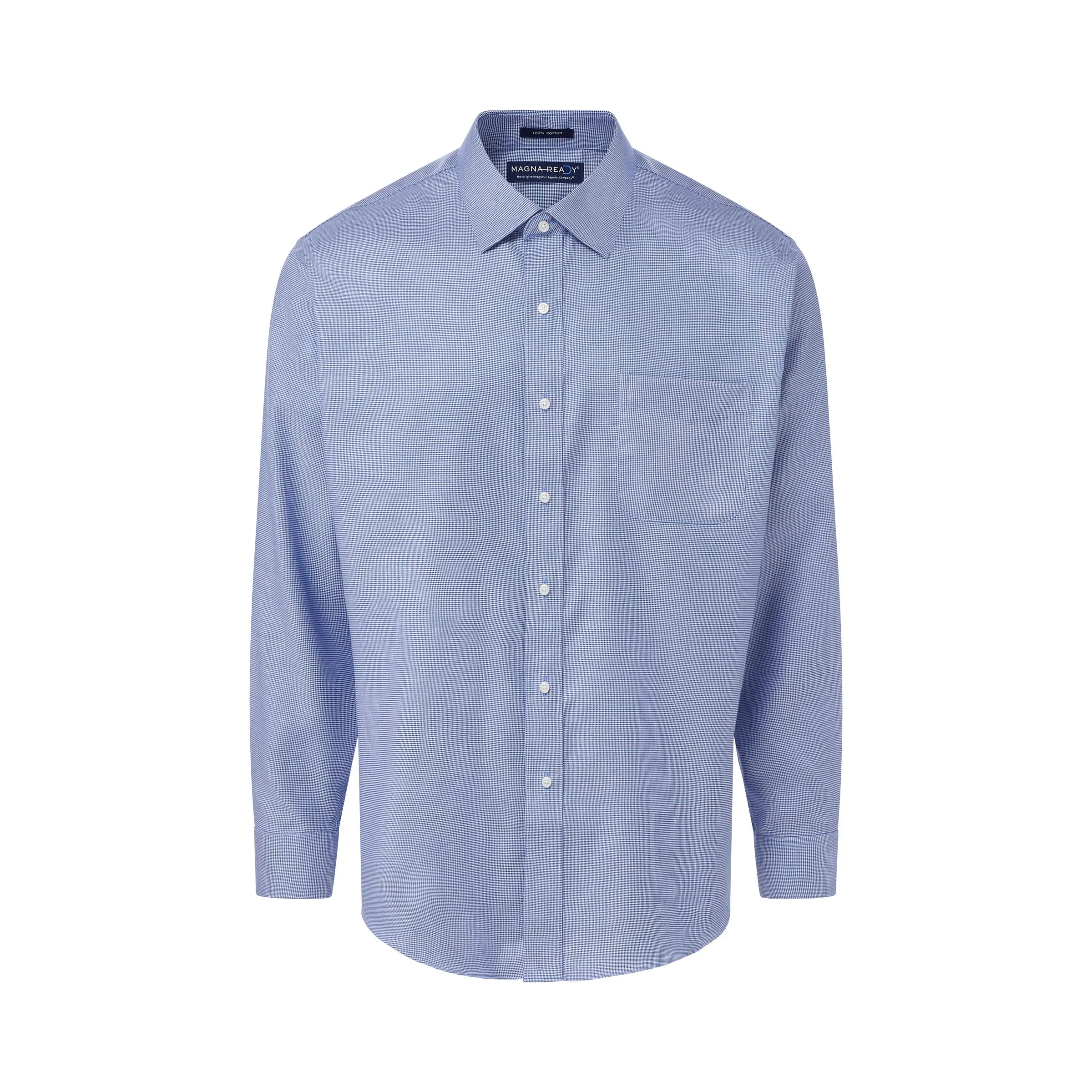 Long Sleeve Blue ‘Ryan’ Dress Shirt with Magnetic Closures