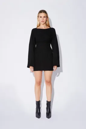 LONG SLEEVE SWEATER DRESS | BLACK