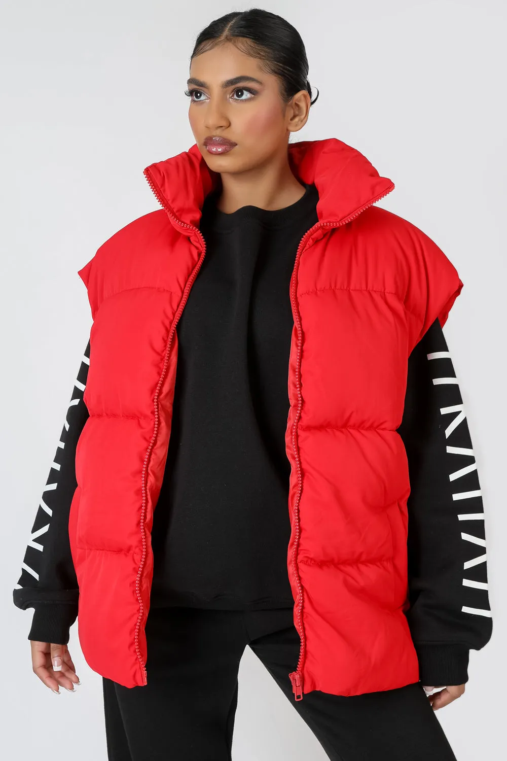 Longline Oversized Gilet Red