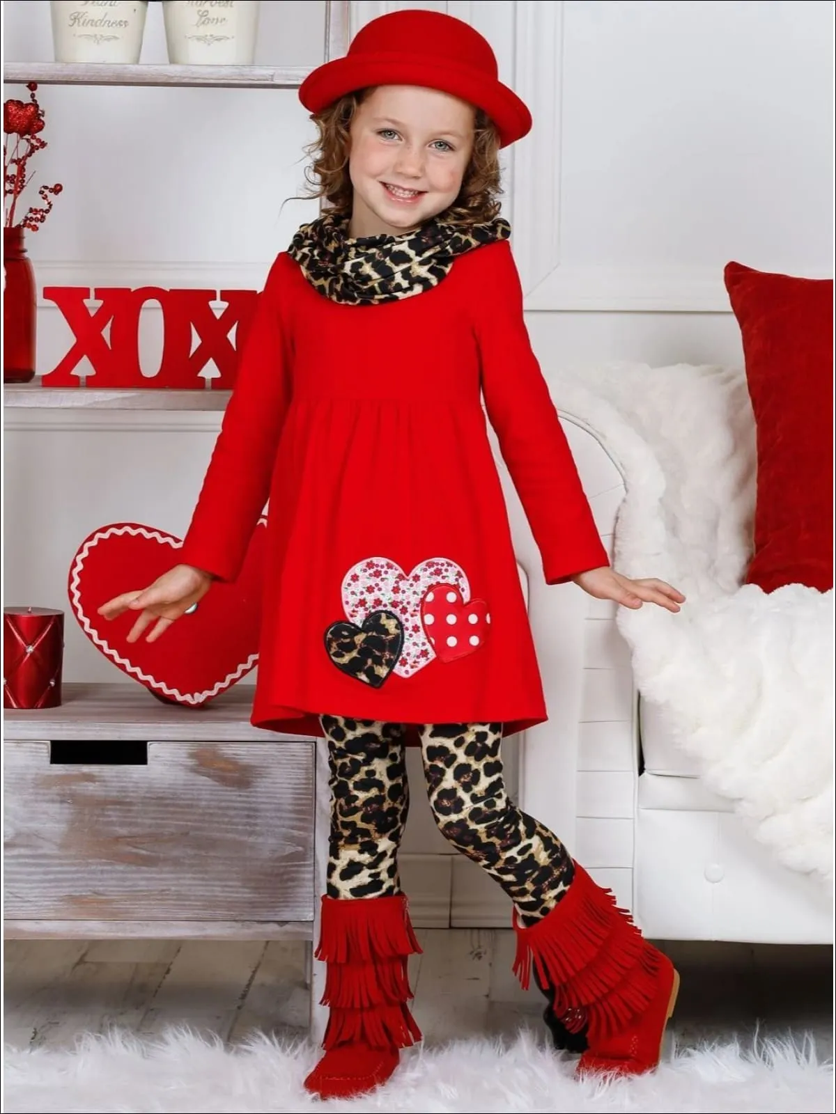 Love Fiercely Tunic, Scarf and Legging Set