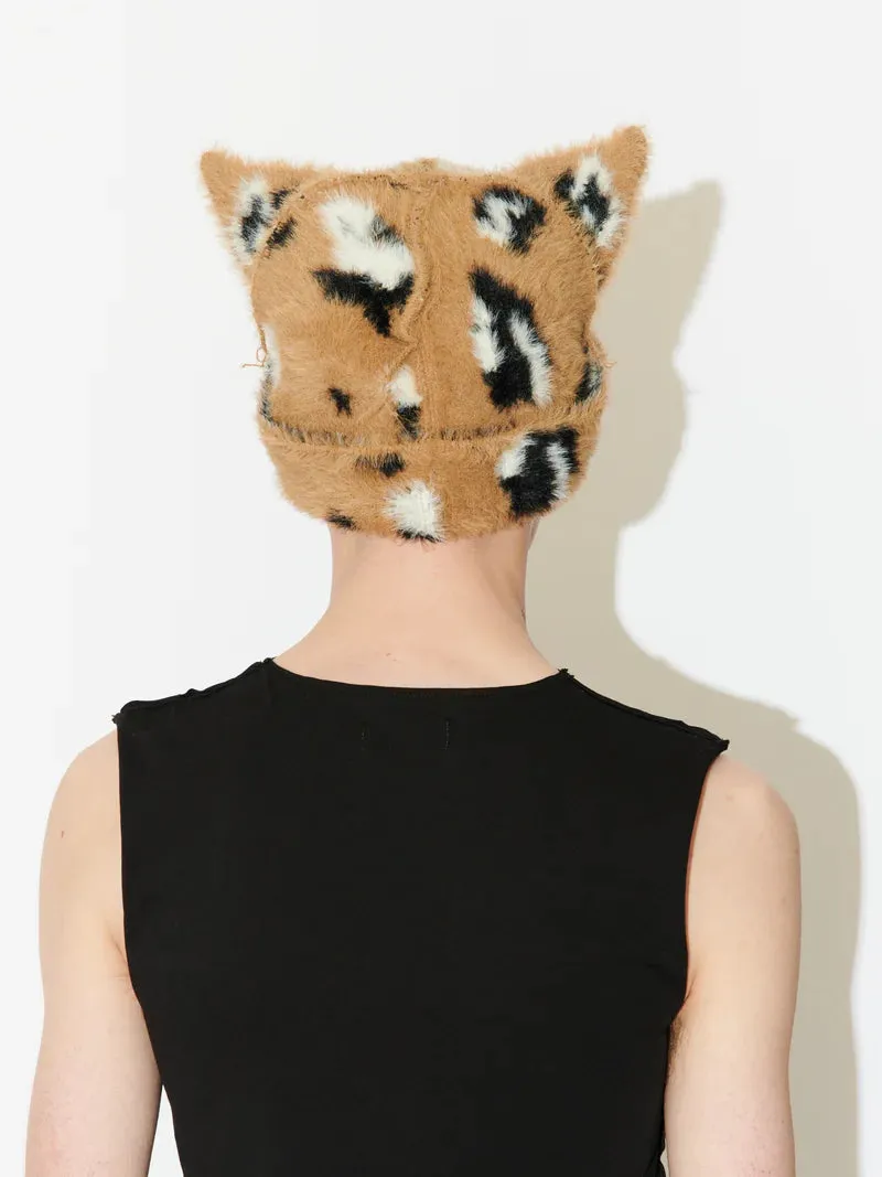 LOVERBOY BY CHARLES JEFFREY FLUFFY CHUNKY EARS BEANIE LEOPARD