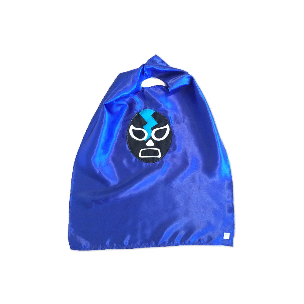 Luchador Negro - Black Mexican Wrestler Cape - Blue