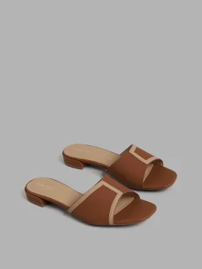 LUNA BLU Tan Brown Color Block Mules