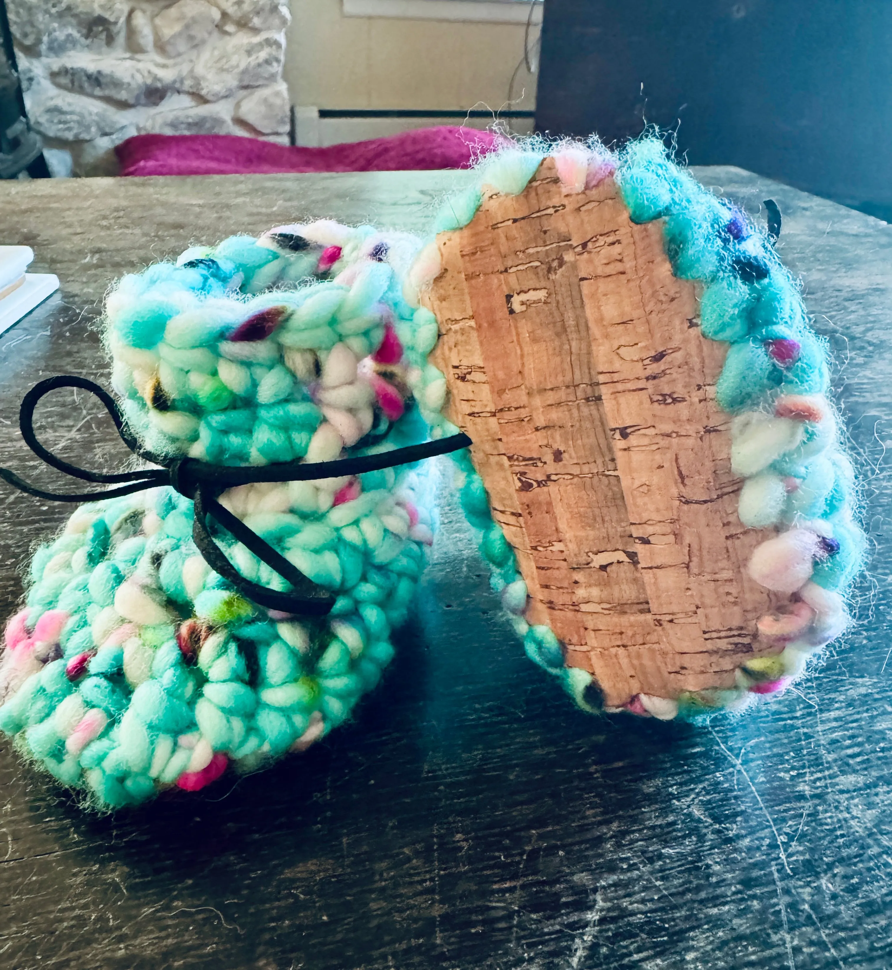 Luxury newborn crochet merino booties baby shower gift new mom cute hand dyed teal funky yarn