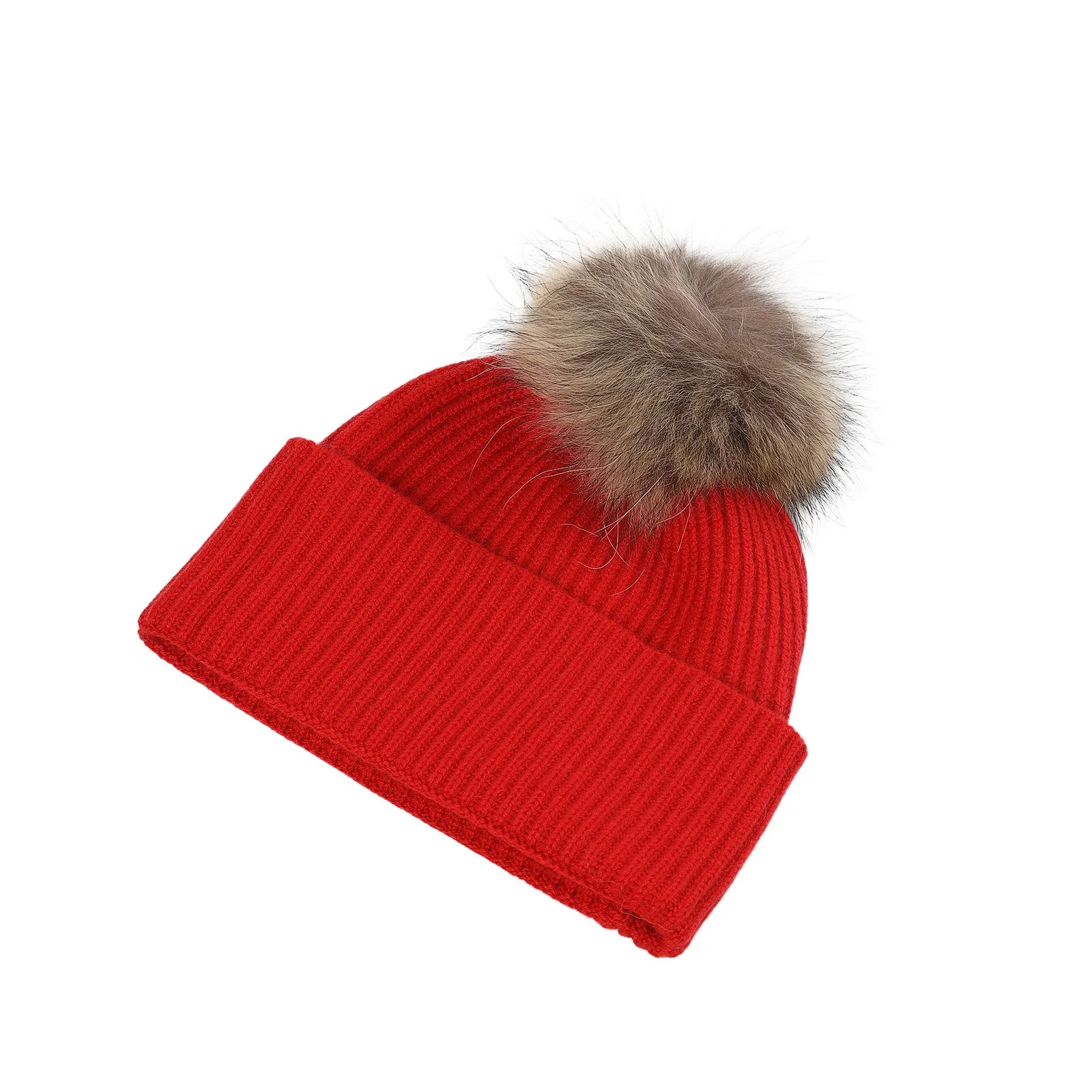 Luxury Rib Deep Turn Up Ladies Beanie Cardinal