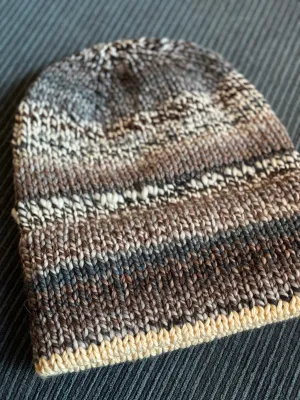 Luxury unisex hand knit winter double brim fitted beanie wool slow fashion gift