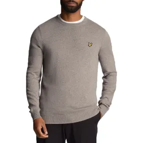 Lyle & Scott Cotton Merino Blend Crew Neck Pullover - Mid Grey Marl